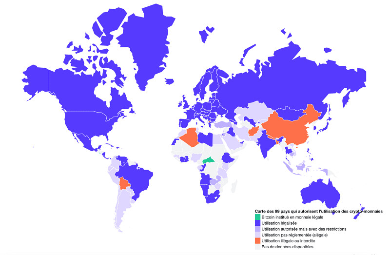 50,8% des pays du monde autorisent l’usage des crypto-monnaies en 2022