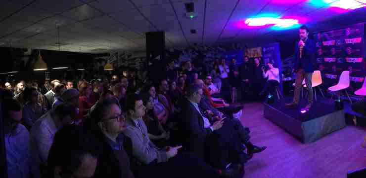 Eastern European companies pitched in an overcrowded Paris meetup. On the picture: Eligma’s General Counsel Luka Planinc. (Photo credit: EWDN) Eastern European companies pitched in an overcrowded Paris meetup. On the picture: Eligma’s General Counsel Luka Planinc. (Photo credit: EWDN)