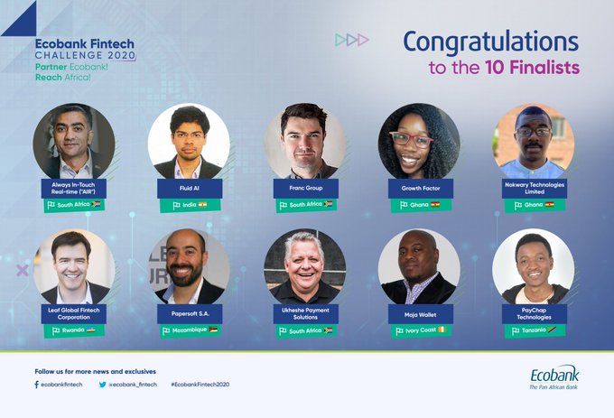 Le Groupe Ecobank annonce les lauréats de l’édition 2020 du Fintech Challenge Le Groupe Ecobank annonce les lauréats de l’édition 2020 du Fintech Challenge