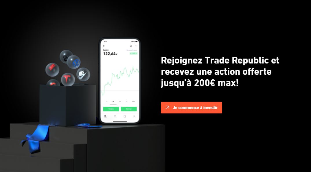 Rejoignez Trade Republic et recevez une action offerte jusqu’à 200€ max!
