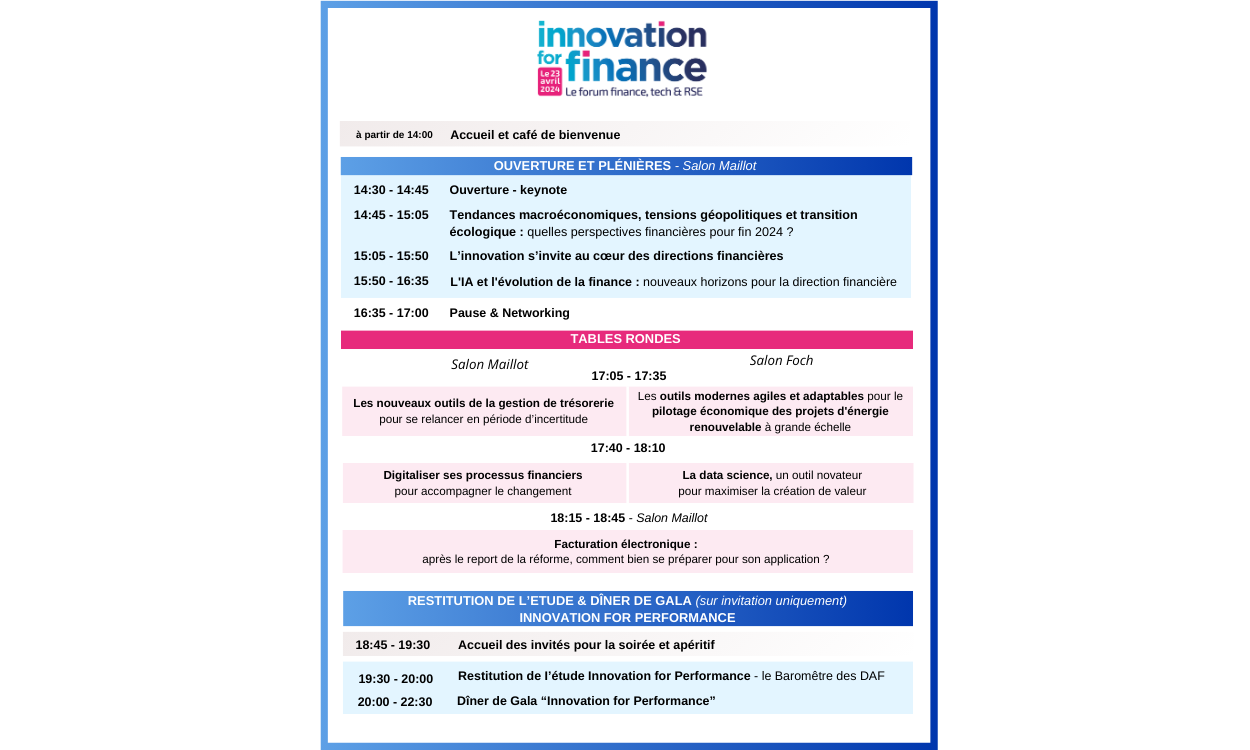 Innovation for Finance - Le forum finance, tech & RSE